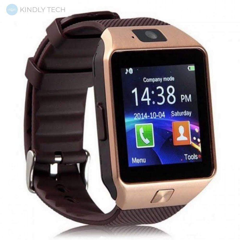Розумний наручний смарт годинник Smart Watch DZ09 з камерою, Golden