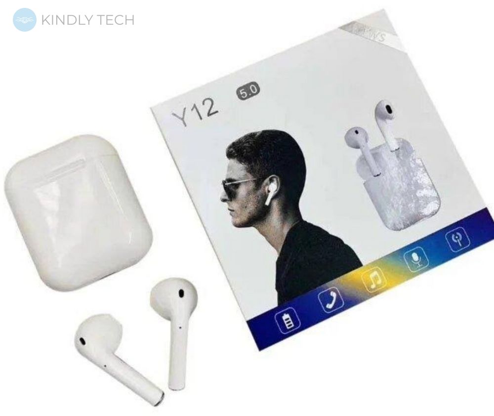 Бездротові Bluetooth навушники Y12 TWS, White