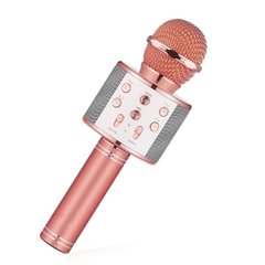Беспроводной портативный вокальный караоке-микрофон Bluetooth WS-588 pink