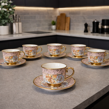 Изысканный кофейный сервиз керамический Royal Grace RG 170 на 6 персон 12 предметов