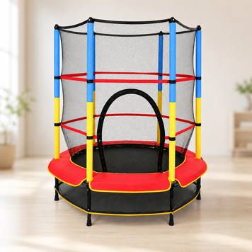 Детский батут JumpFit 140 см с защитной сеткой и нагрузкой до 80 кг.
