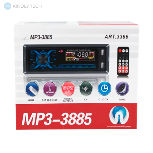 Автомагнитола MP3-3885 ISO 1DIN, Сенсор
