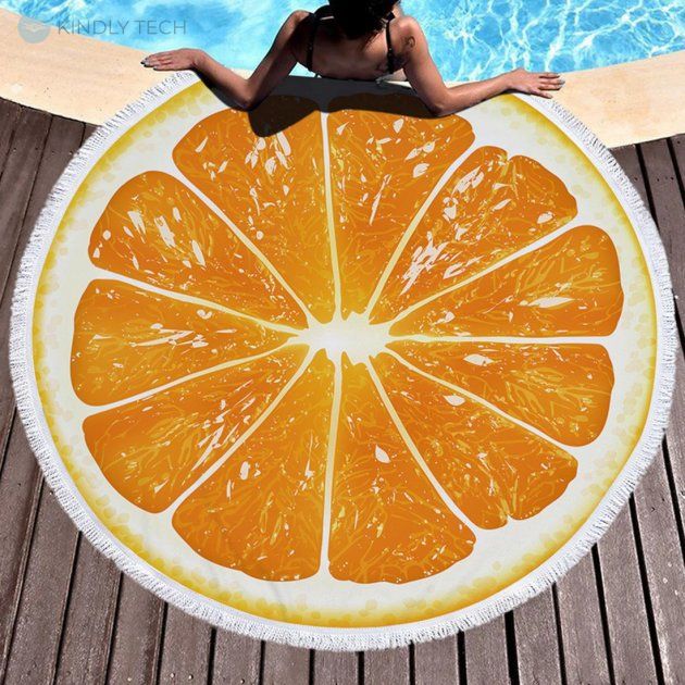 Пляжний круговий рушник із мікрофібри Beach Holiday (Апельсин) підстилка 150 см