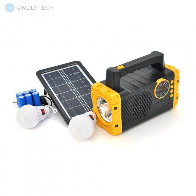 Універсальний портативний переносний ліхтар із сонячною панеллю RT907+Solar, 1+1 режим, Радіо+ Bluetooth колонка Павербанк