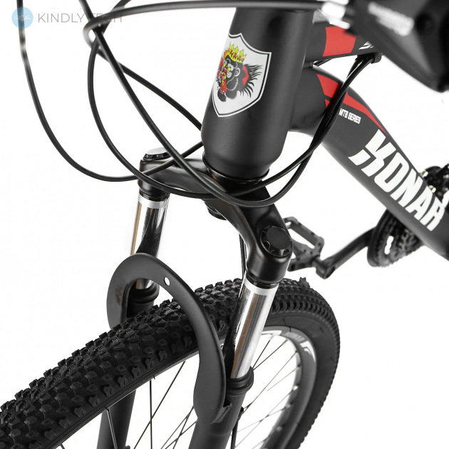 Велосипед горный с стальной рамой Konar KS-26"17 передние амортизаторы, Черный/красный