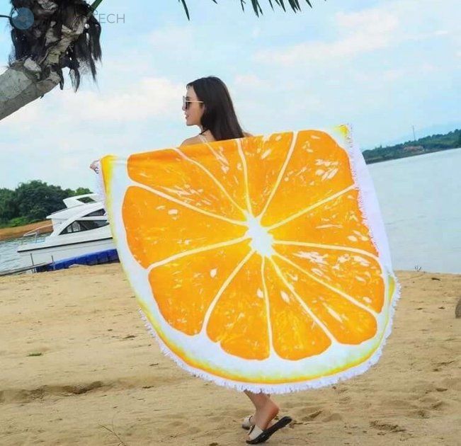 Пляжное круглое полотенце из микрофибры Beach Holiday (Апельсин) подстилка 150 см