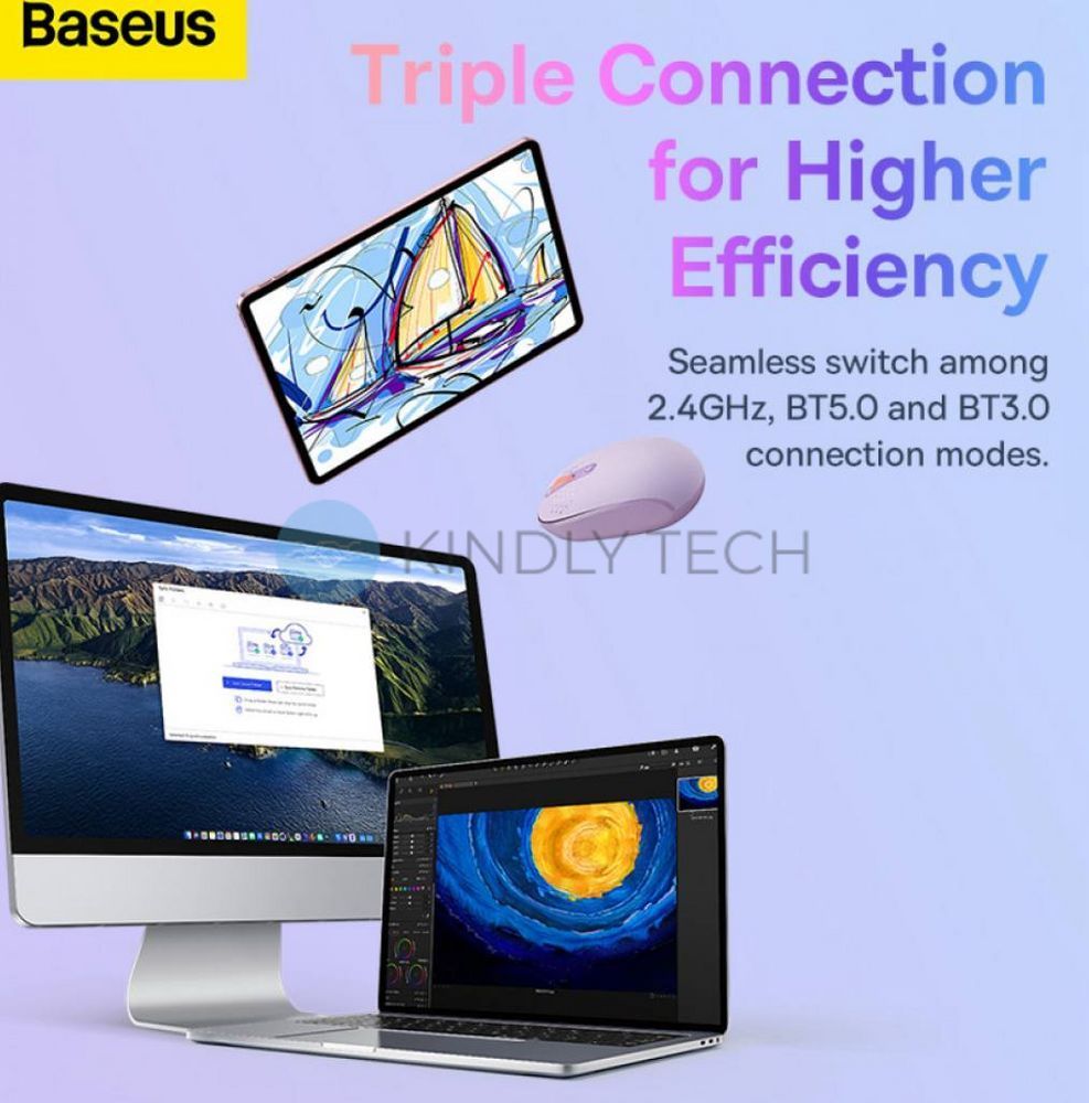 Бездротова миша Baseus F01B Tri-Mode &mdash; Purple
