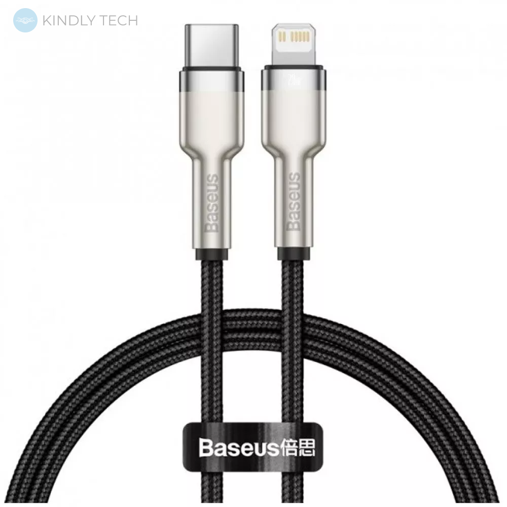 Кабель USB C to Lightning 20W (0.25m) Baseus (CATLJK-01) Cafule Series Metal — Black
