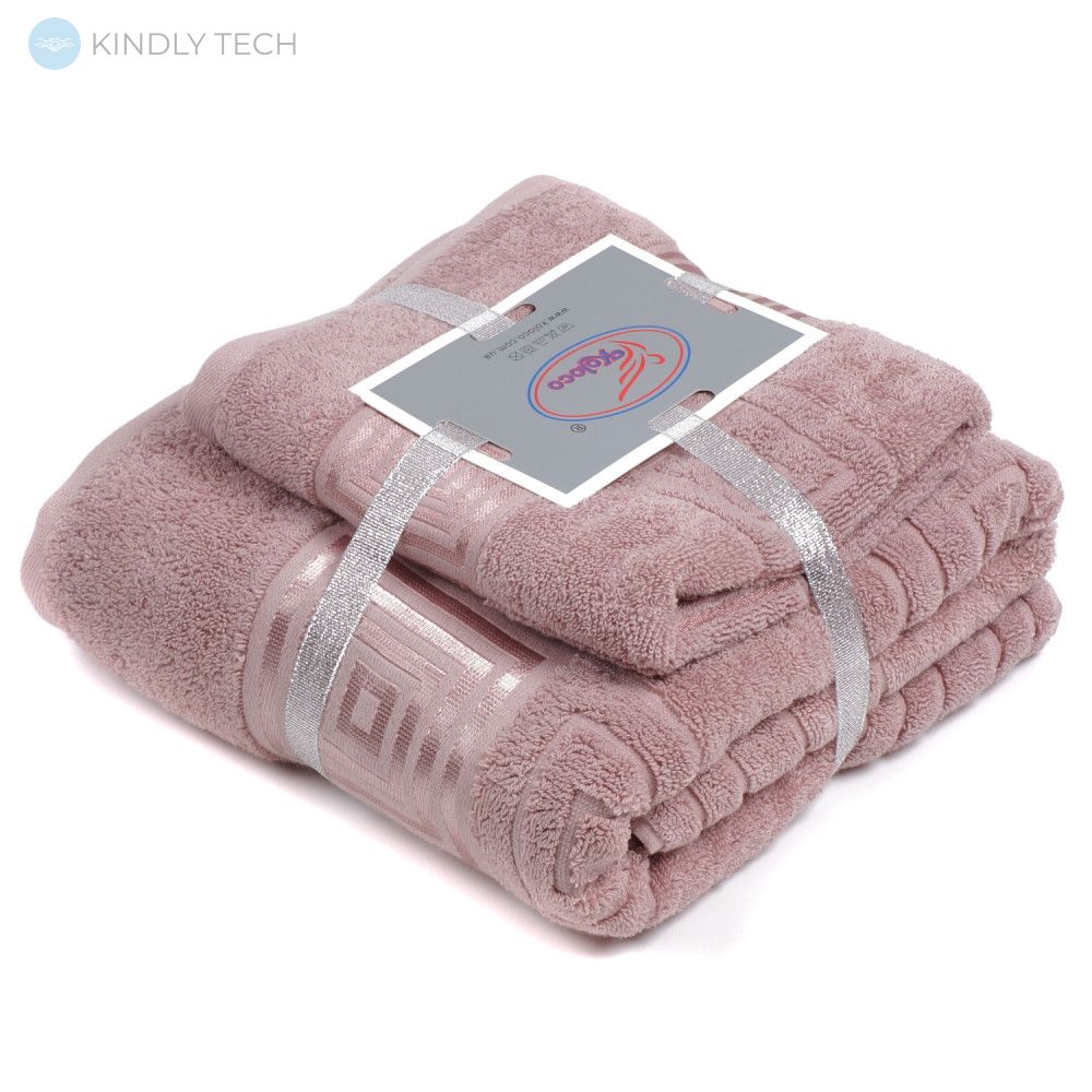 Комплект махровых полотенец для сауны и бани, Розовый