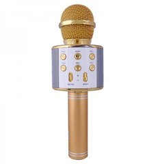 Беспроводной портативный вокальный караоке-микрофон Bluetooth WS-858 gold