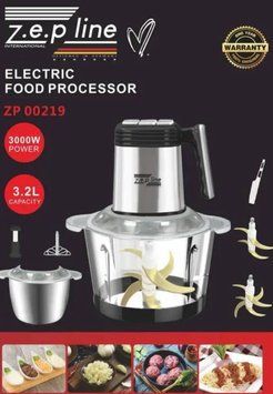 Измельчитель Zepline ZP-00219 6 в 1 (стекло+нержавеющая сталь) 3,2 л 3000 Вт