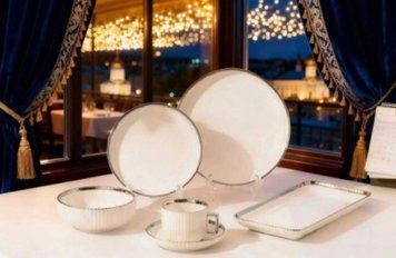 Обеденный столовый сервиз Royal Grace RG 6803 из фарфора на 6 персон, 32 предмета, универсальный набор посуды для дома и праздничного стола.