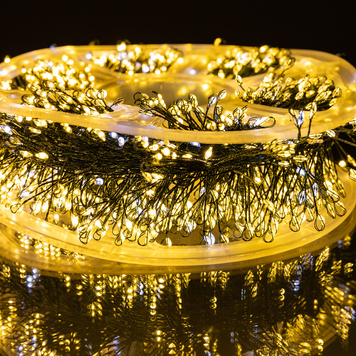 Гірлянда &laquo;Мішура&raquo; 1500 LED, 50 м, тепле біле світіння, зелений дріт, пульт ДК
