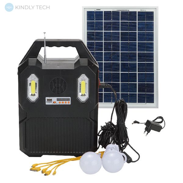 Універсальний портативний переносний ліхтар із сонячною панеллю RT903BT+Solar, 1 режим+сигнал SOS, Радіо+ Bluetooth колонка Павербанк