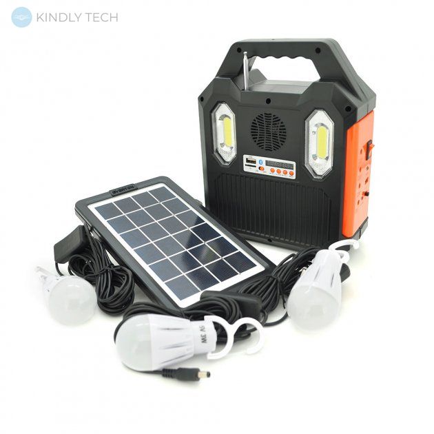 Універсальний портативний переносний ліхтар із сонячною панеллю RT903BT+Solar, 1 режим+сигнал SOS, Радіо+ Bluetooth колонка Павербанк