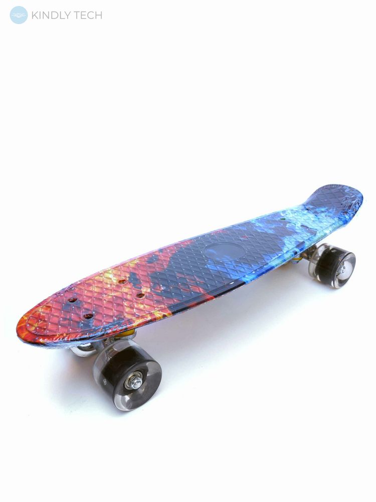 Скейт Пенні Борд Penny Board 101S з колесами, що світяться, Вогонь і лід