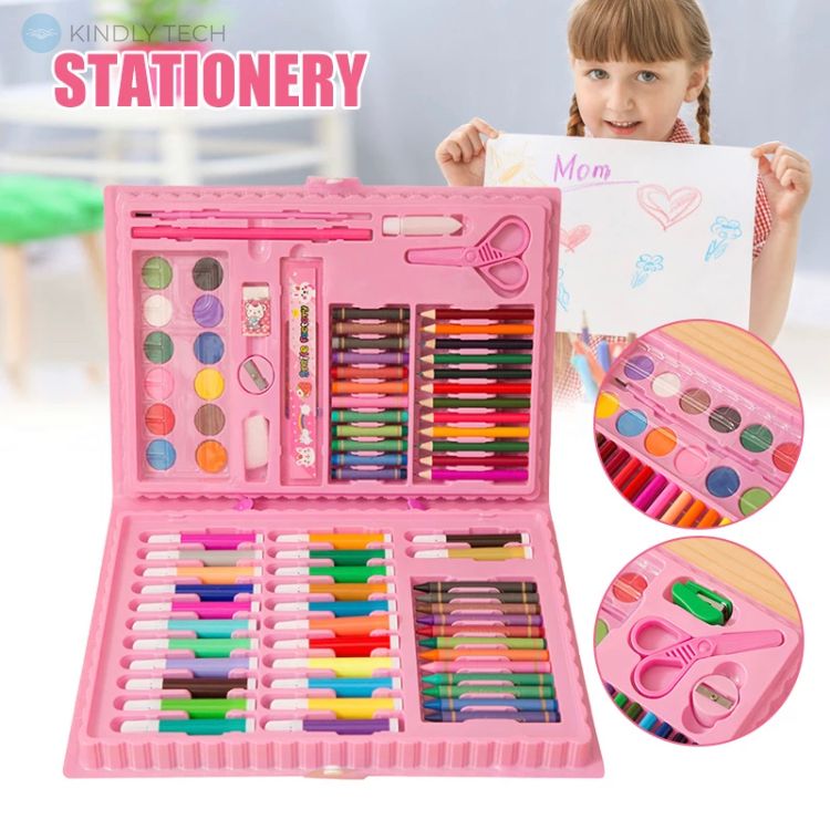 Дитячий набір художника для творчості у валізі 86 предметів, Pink