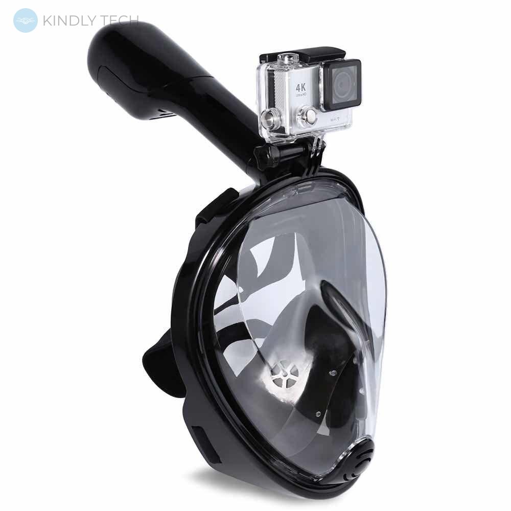 Маска для дайвінгу Free Easybreath для снорклинга, підводного плавання c кріпленням для камери GoPro чорна L / XL