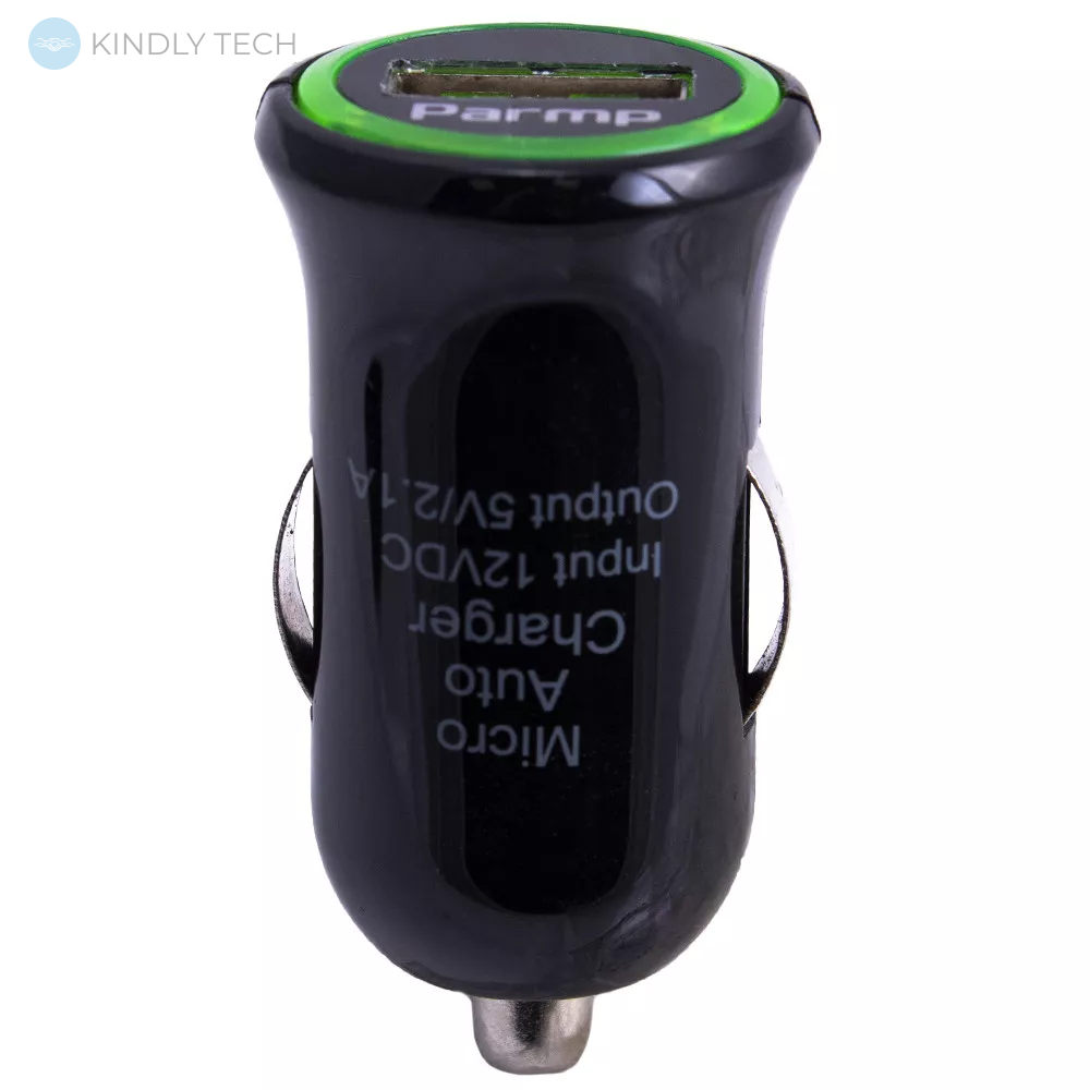 Автомобильное зарядное устройство Car Charger | 2.1A | 1U | 4 in 1 Cable (1m) — Parmp (UCP-05M) Black