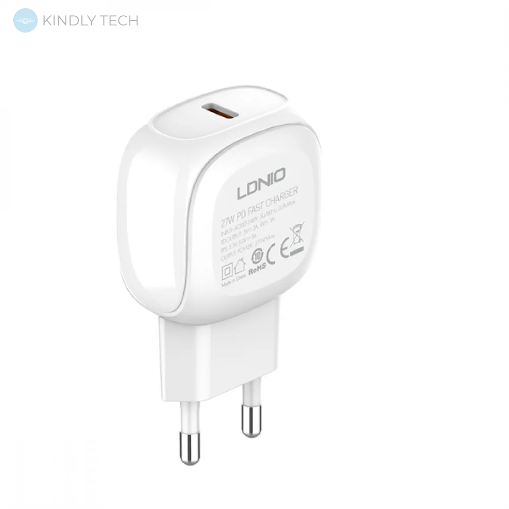 Мережевий зарядний пристрій 27W | 1C - Ldnio A1206C White