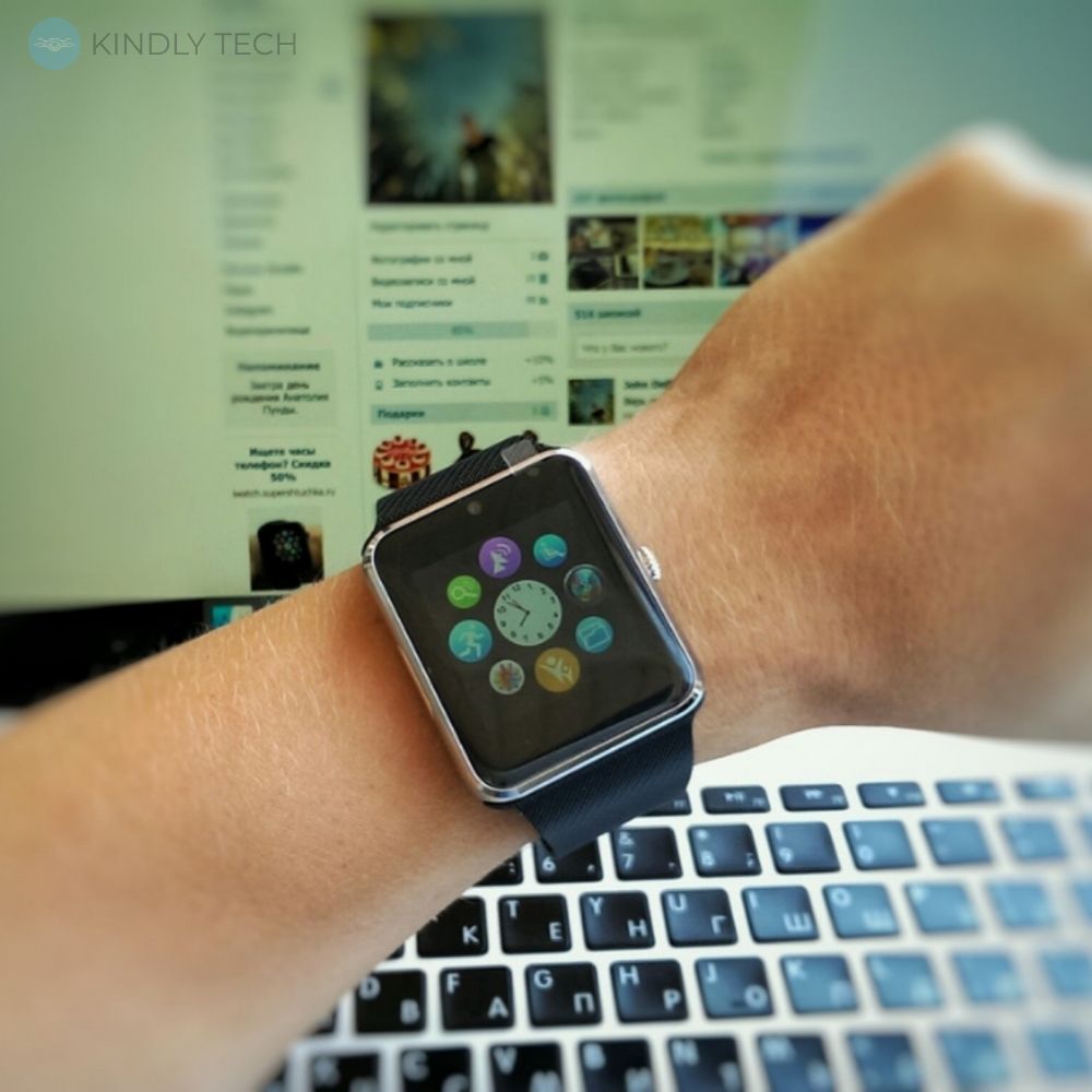Розумний наручний смарт годинник Smart Watch GT08 з камерою, Black