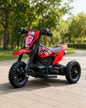 Яркий детский электромотоцикл Cool Mountain 26X-130 с пультом управления и LED-фарами,Красный