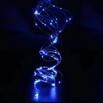 Гірлянда &laquo;Кінський хвіст&raquo; 200B-2, 200 LED, 2 м, синє світіння, прозорий дріт