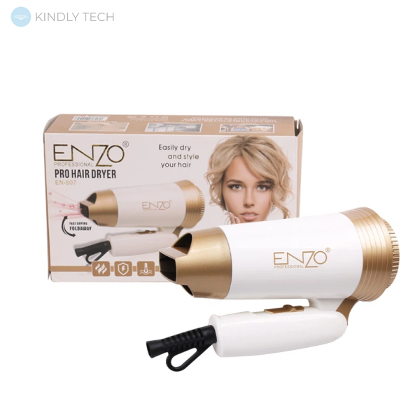 Фен для сушки волос дорожный ENZO EN-607, Белый