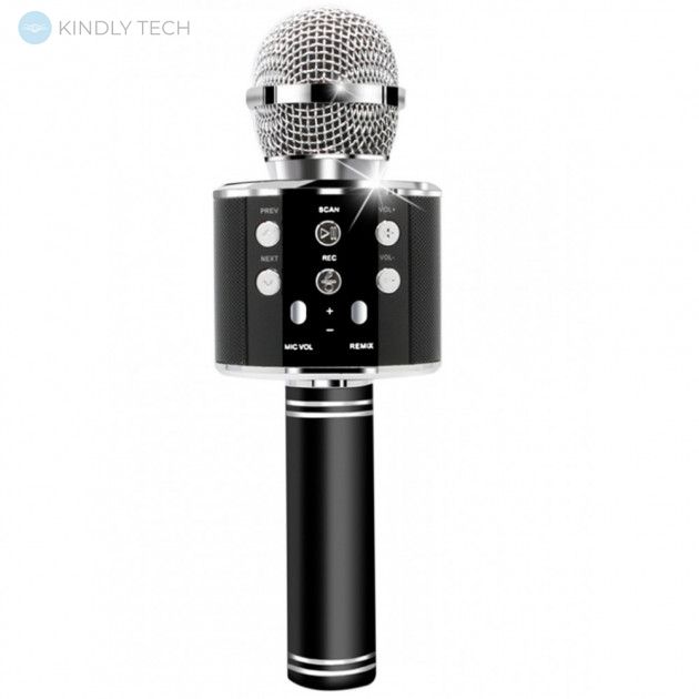 Бездротовий портативний вокальний караоке-мікрофон Bluetooth WS-858 black