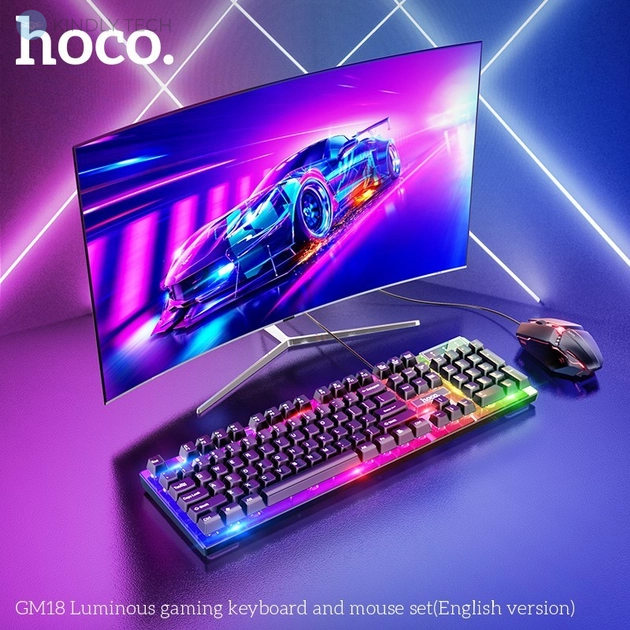 Ігрова провідна клавіатура з мишкою Gaming Combo HOCO GM18 з RGB підсвічуванням