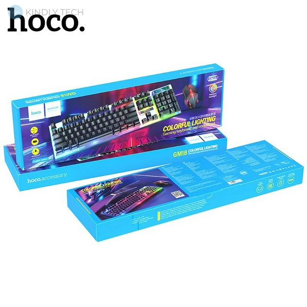 Ігрова провідна клавіатура з мишкою Gaming Combo HOCO GM18 з RGB підсвічуванням