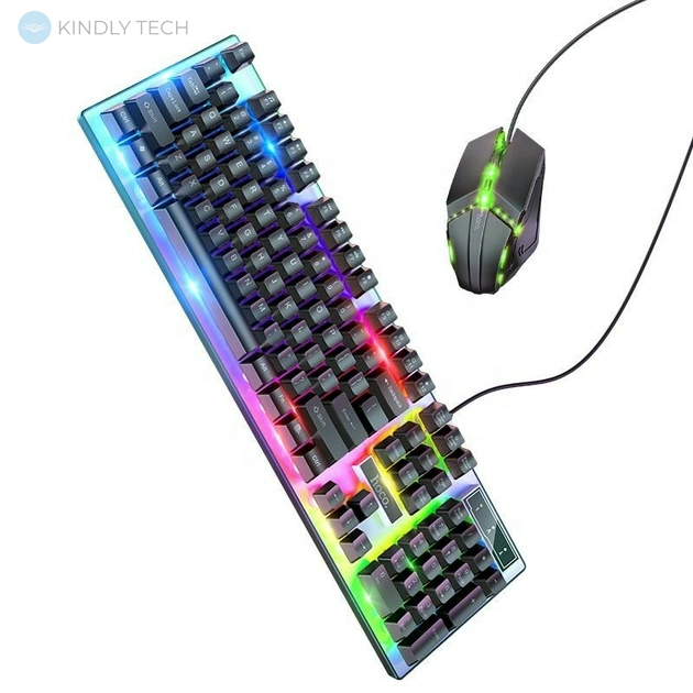 Ігрова провідна клавіатура з мишкою Gaming Combo HOCO GM18 з RGB підсвічуванням