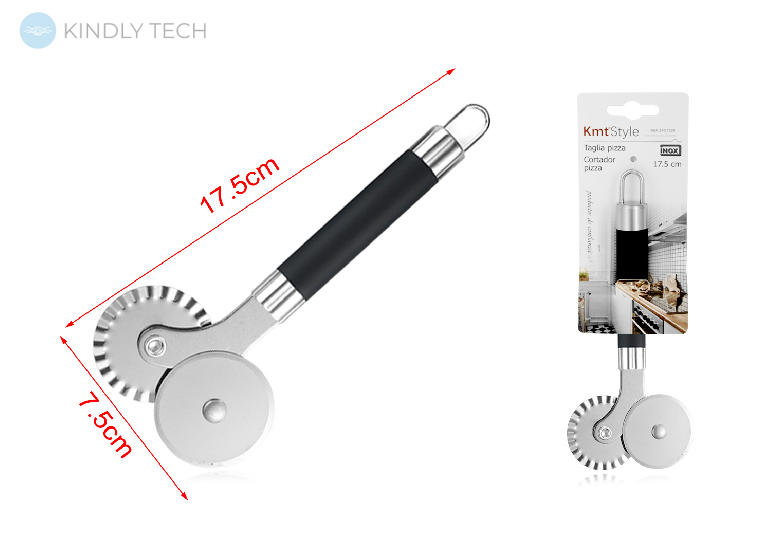 Роликовий ніж для нарізки піци і тіста з подвійним лезом 17.5см