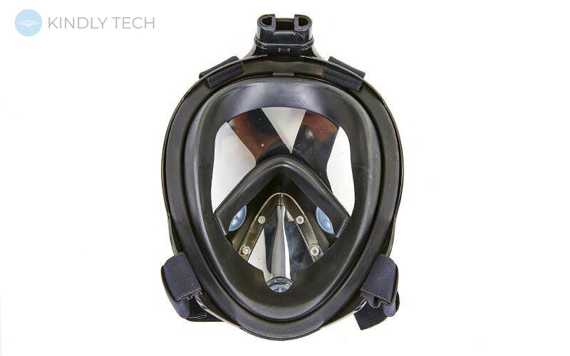 Маска для дайвинга Free Easybreath для снорклинга, подводного плавания c креплением для камеры GoPro черная L/XL