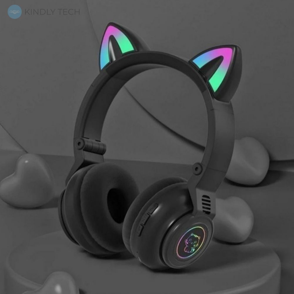 Навушники бездротові LED з котячими вушками STN-26, Black