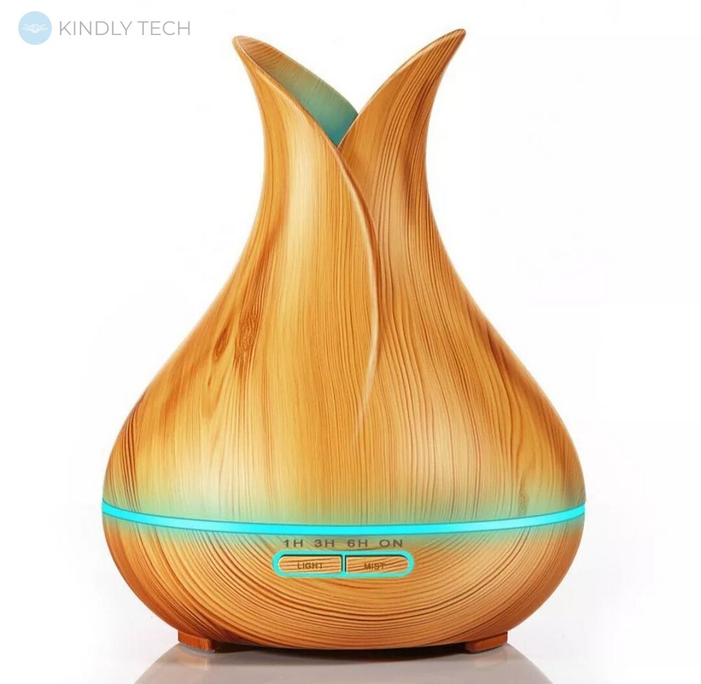 Великий зволожувач повітря-нічник Humidifier з підсвічуванням 7 кольорів (світле дерево)