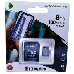 Карта памяти 8GB micro SDHC Kingston Canvas Select Plus Class 10 UHS-I + SD адаптер, Черный