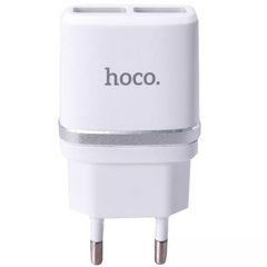 Мережевий зарядний пристрій 2.4A 2U | Micro Cable (1m) - Hoco C12 White