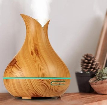 Большой увлажнитель воздуха-ночник Humidifier с подсветкой 7 цветов (светлое дерево)