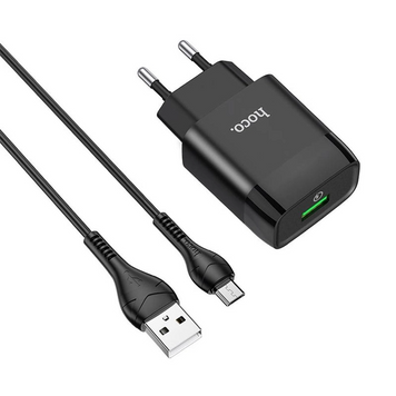 Сетевое зарядное устройство 18W 1USB 3.0A Hoco C72Q, Черное