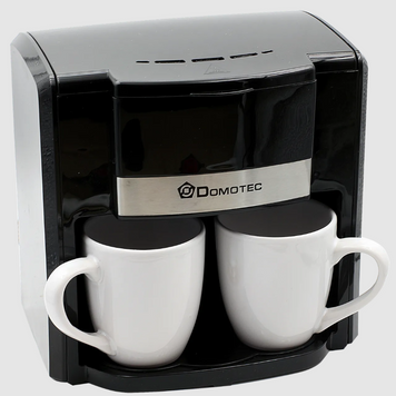 Кофеварка DOMOTEC MS-0708 (500Вт, 2 кер. чашки по 150мл), Черная