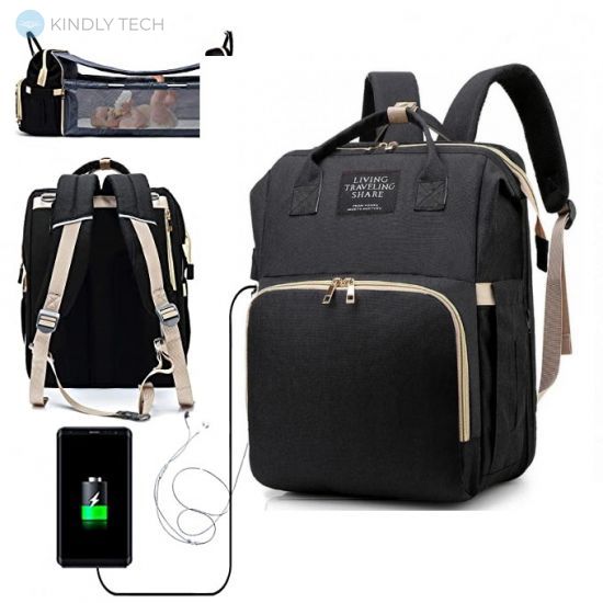 Многофункциональный рюкзак органайзер для мам Living Traveling Share, Black