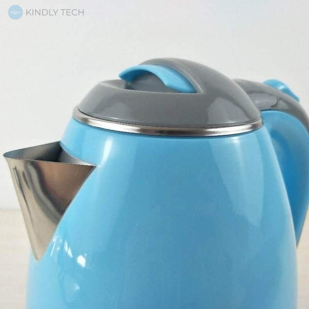 Електричний пластиковий чайник із металевою колбою Masterberg NAC-008 2 л., Блакитний