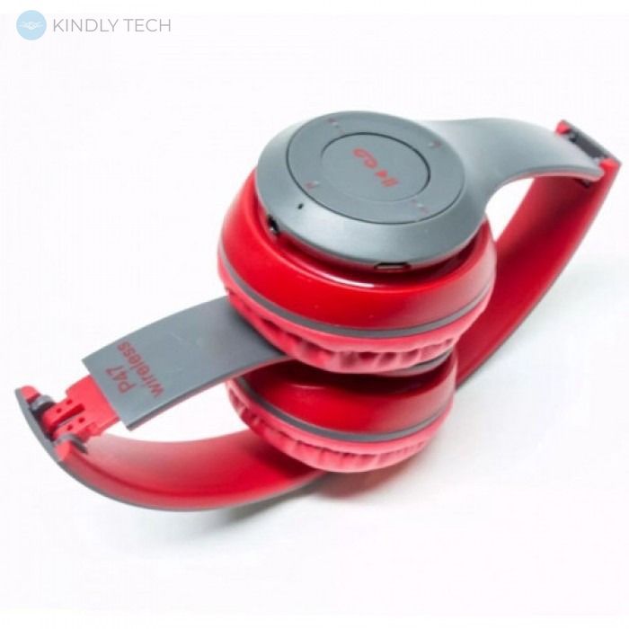 Повнорозмірні Bluetooth навушники Wireless P47 з мікрофоном Червоні