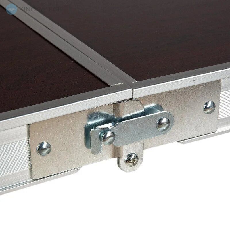 Посилений розкладний стіл валізу Folding Table для пікніка зі стільцями 120х60х70 / 55 Коричневий