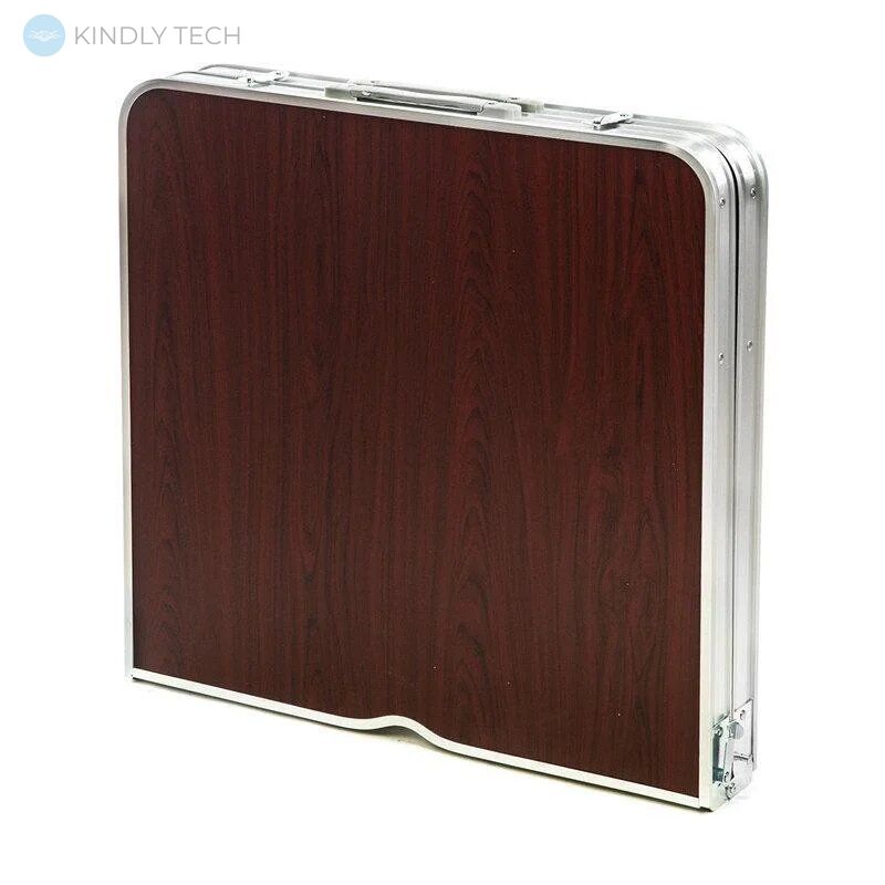 Усиленный раскладной стол чемодан Folding Table для пикника со стульями 120х60х70/55 Коричневый