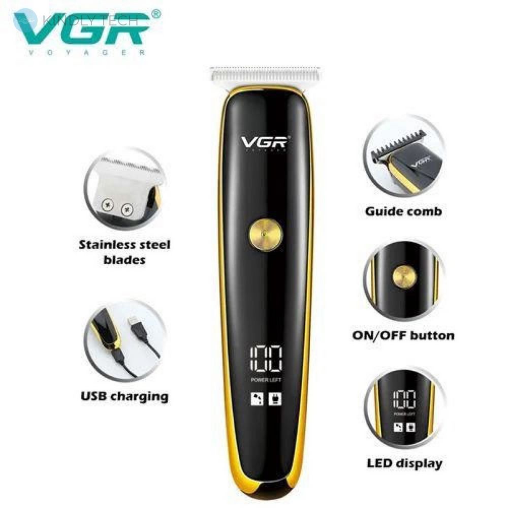 Машинка-тример для стрижки волосся VGR V-966 GOLD, Professional, 3 насадки