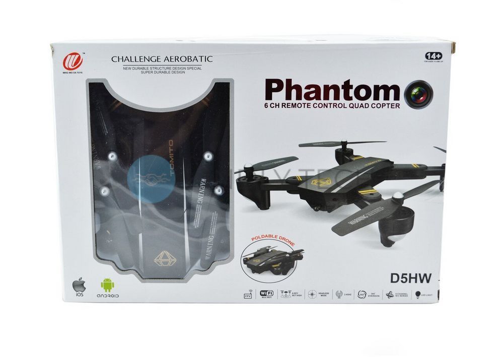 Квадрокоптер дрон Phantom D5H Pro з WIFI камерою Чорний
