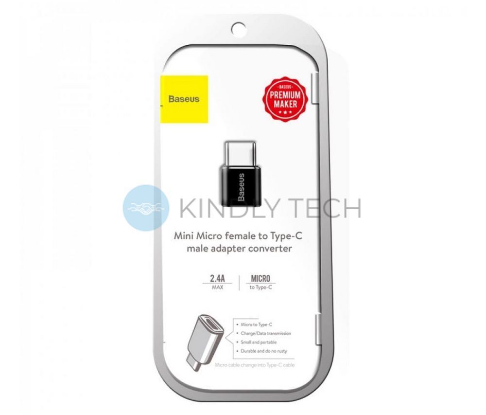 Адаптер OTG USB-C на Micro USB Baseus (CAMOTG-01) чорного кольору для підключення периферійних пристроїв до смартфонів і планшетів