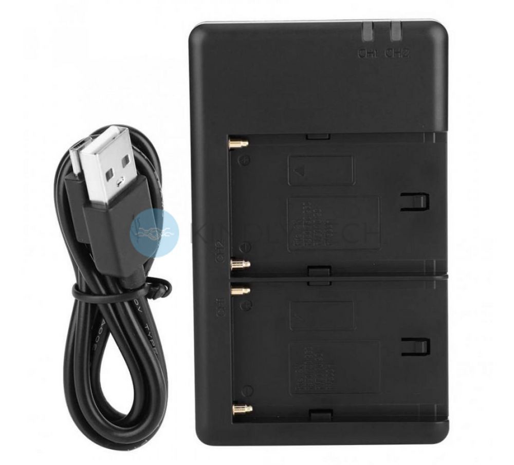 Зарядное устройство для двух аккумуляторных батарей Sony FM50/F970/F750/F550NP или аналогичных с питанием от USB